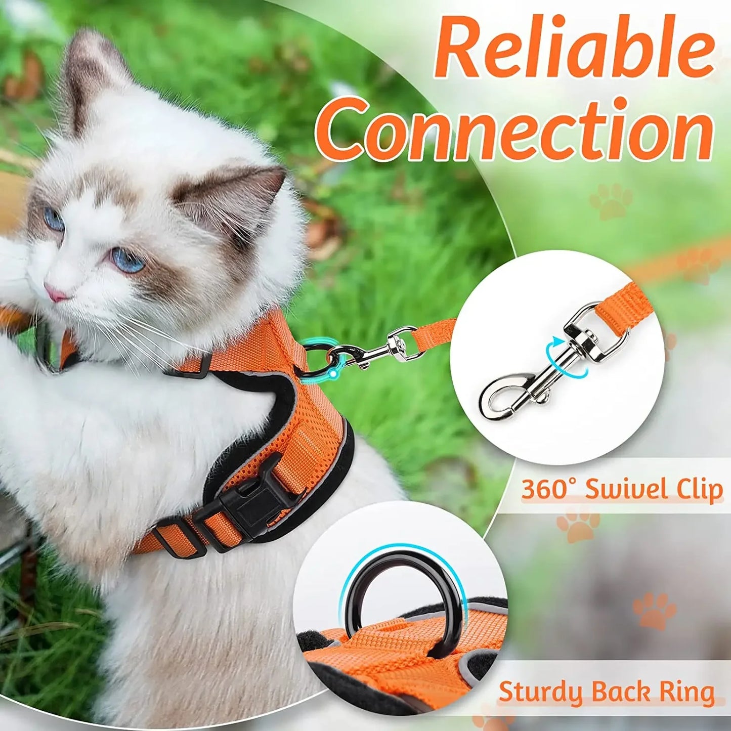 Cat Harness and Leash for Walking,Escape Proof Soft Adjustable Vest Harnesses for Cat,Breathable Reflective Strips Jacket